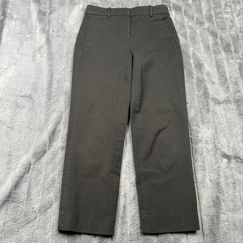 J.Crew Kallie Pant Black Cotton Viscose Stretch Straight Leg Trousers Size 2